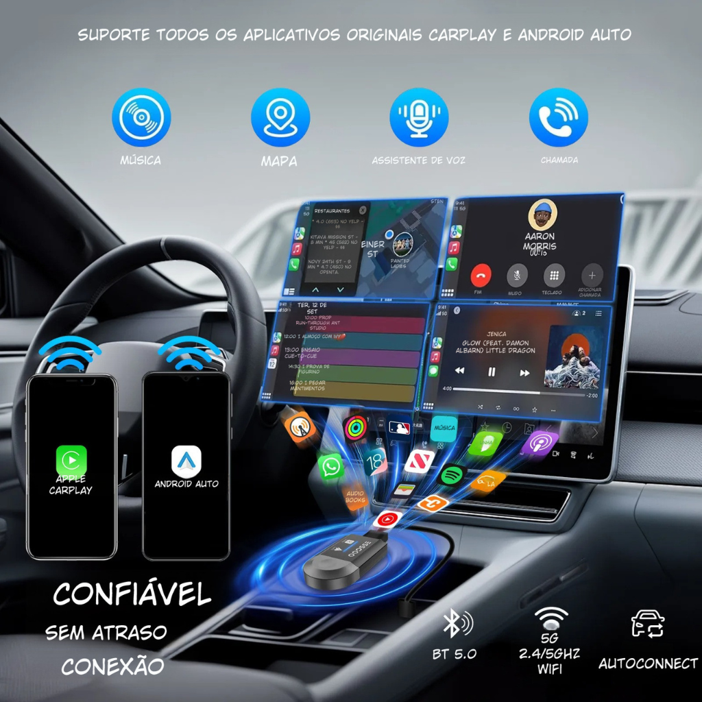Adaptador Inteligente CarPlay – Conectividade Rápida e Sem Complicações | PerformanceStyle
