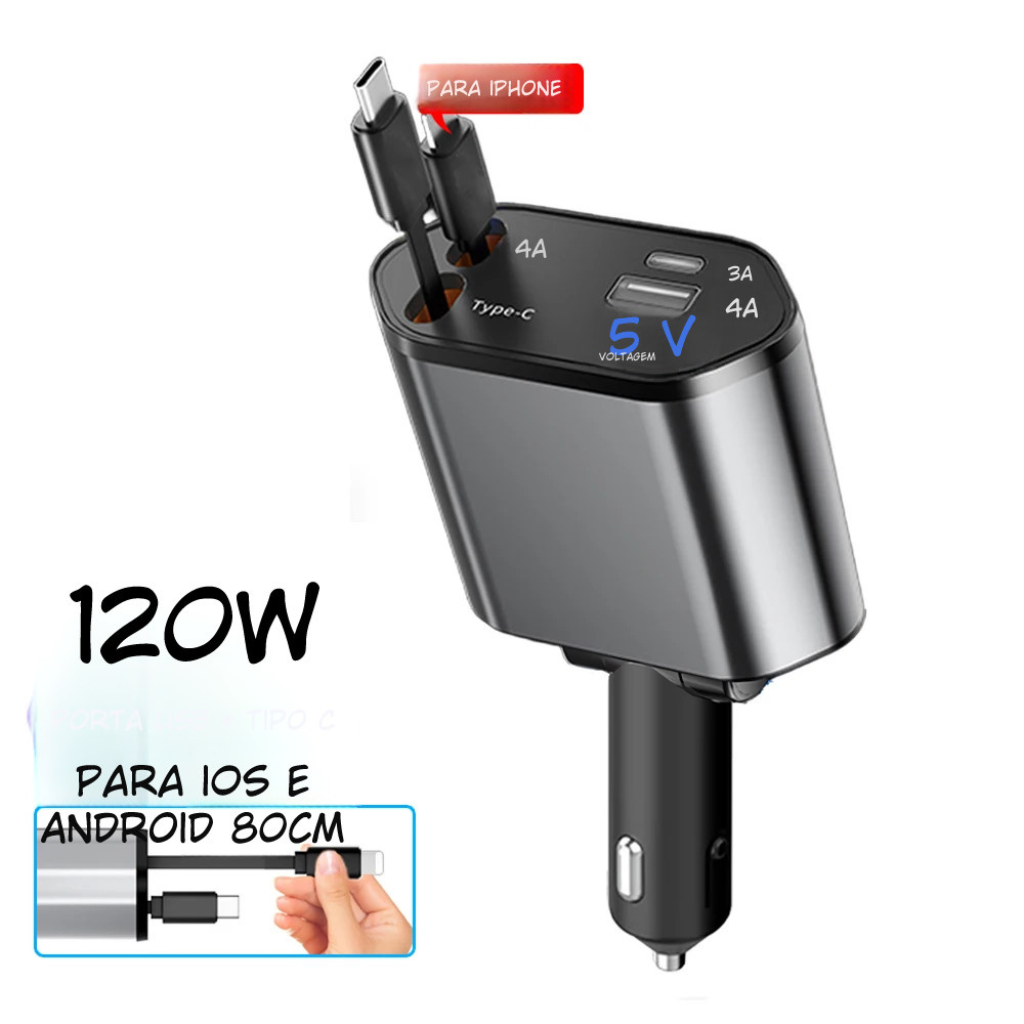 Carregador Inteligente para Carro – Rápido, Seguro e Compacto | Performance Style